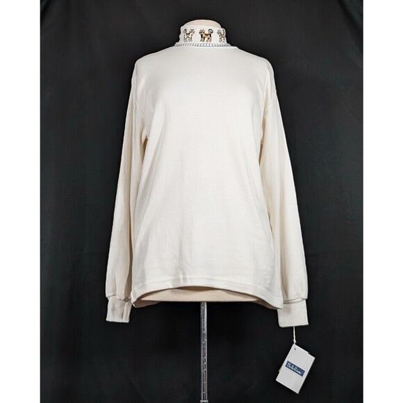 Vintage Tops - Vintage 90s Turtleneck Top Cream Embroidered Cats Shirt Misses Size M New Flaw